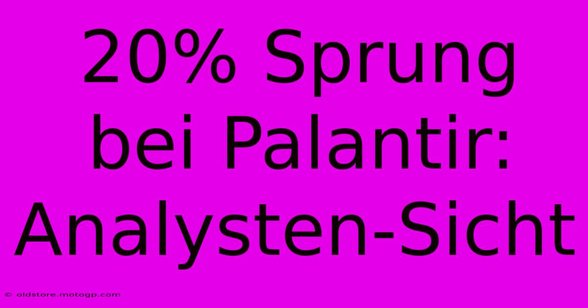 20% Sprung Bei Palantir: Analysten-Sicht