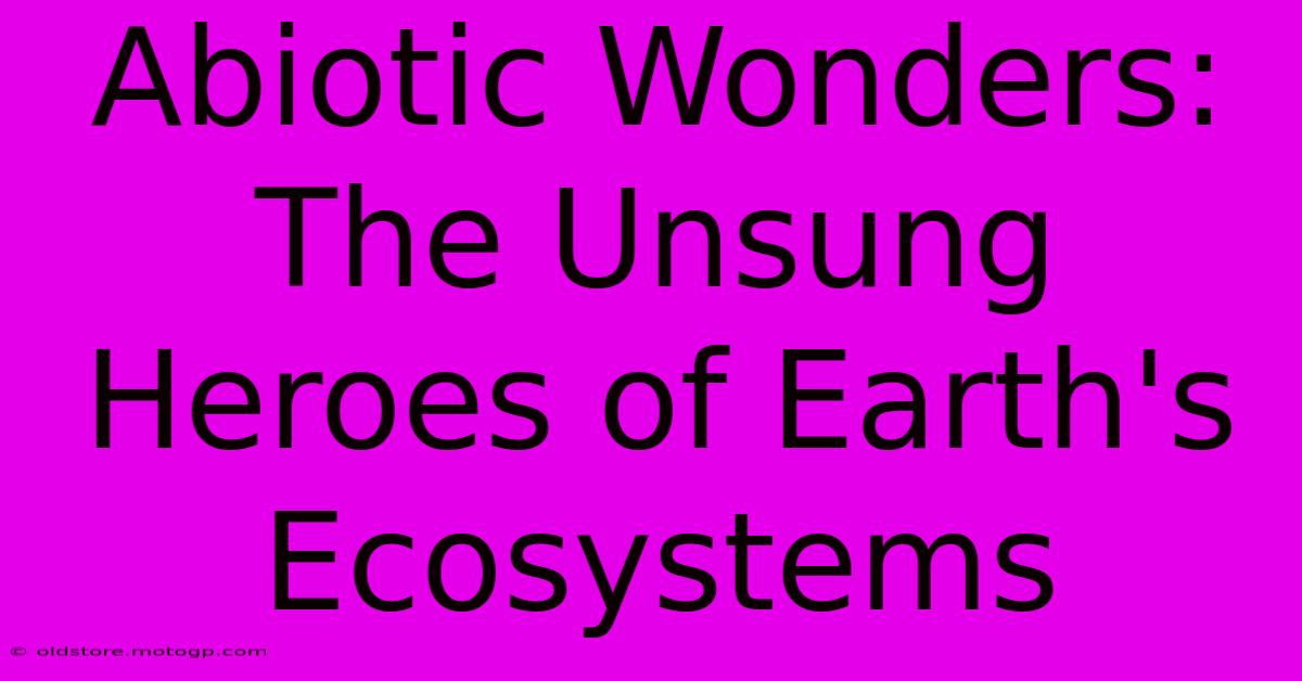 Abiotic Wonders: The Unsung Heroes Of Earth's Ecosystems