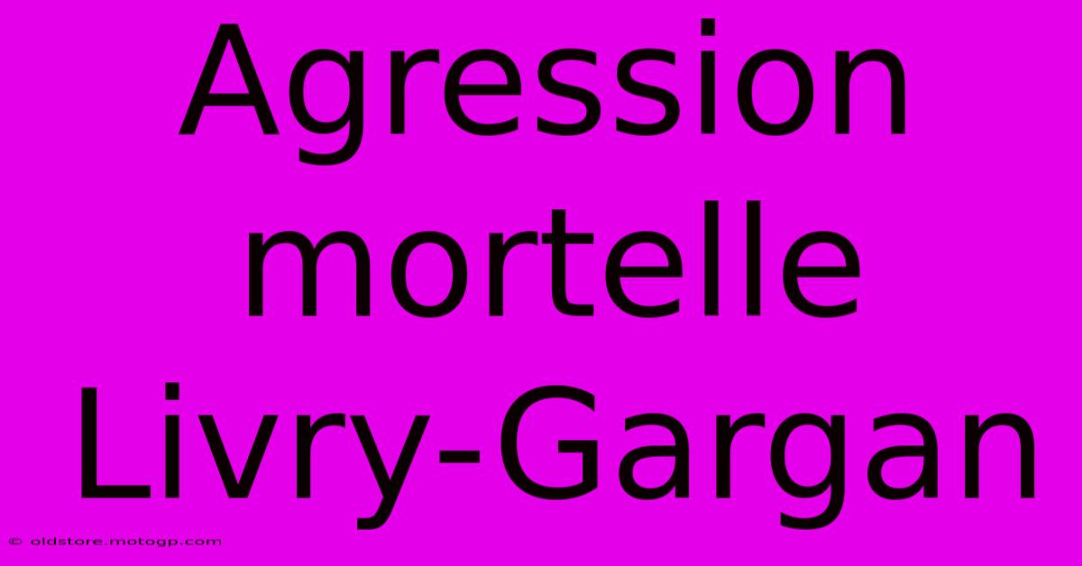 Agression Mortelle Livry-Gargan