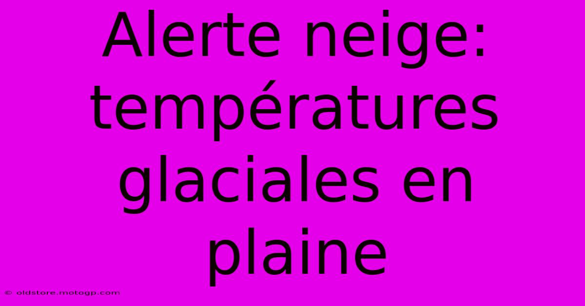 Alerte Neige: Températures Glaciales En Plaine