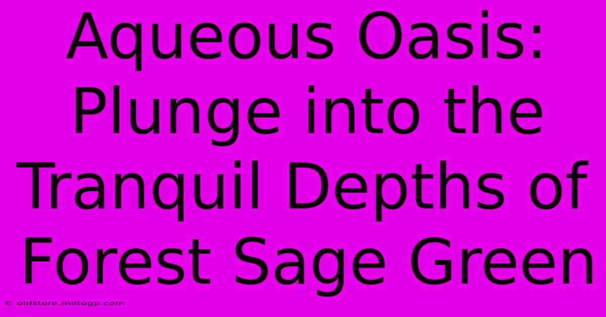 Aqueous Oasis: Plunge Into The Tranquil Depths Of Forest Sage Green