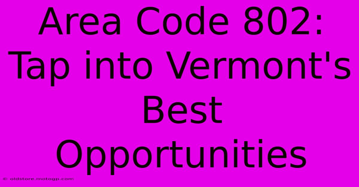 Area Code 802: Tap Into Vermont's Best Opportunities