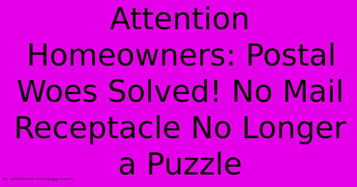 Attention Homeowners: Postal Woes Solved! No Mail Receptacle No Longer A Puzzle