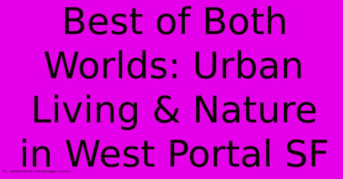 Best Of Both Worlds: Urban Living & Nature In West Portal SF