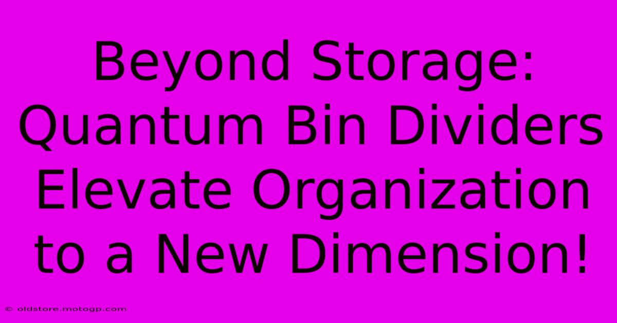 Beyond Storage: Quantum Bin Dividers Elevate Organization To A New Dimension!