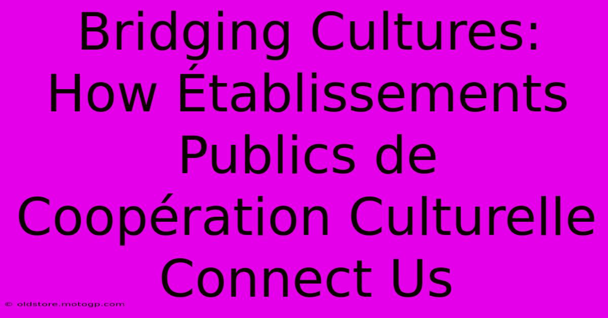 Bridging Cultures: How Établissements Publics De Coopération Culturelle Connect Us