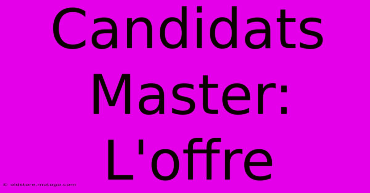 Candidats Master: L'offre