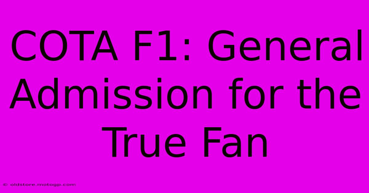 COTA F1: General Admission For The True Fan