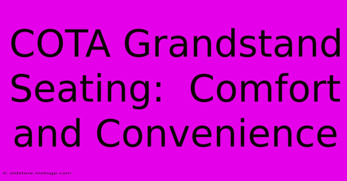 COTA Grandstand Seating:  Comfort And Convenience