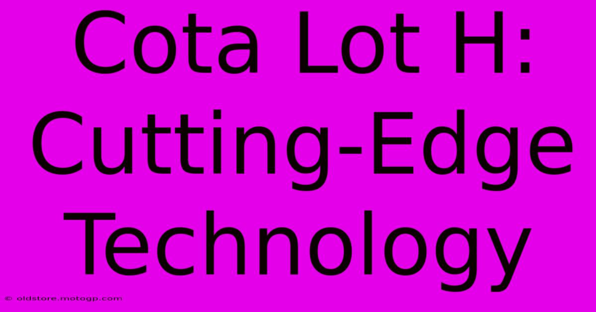 Cota Lot H:  Cutting-Edge Technology