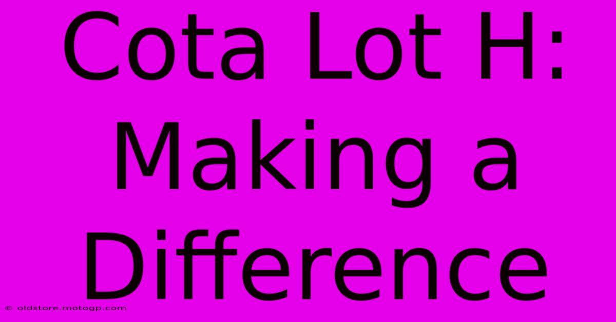 Cota Lot H: Making A Difference