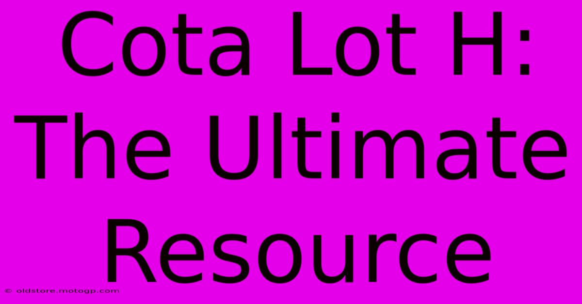 Cota Lot H: The Ultimate Resource