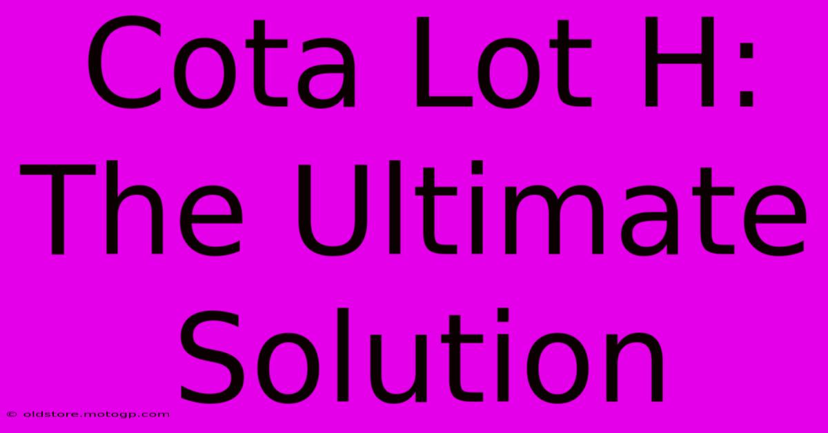 Cota Lot H: The Ultimate Solution