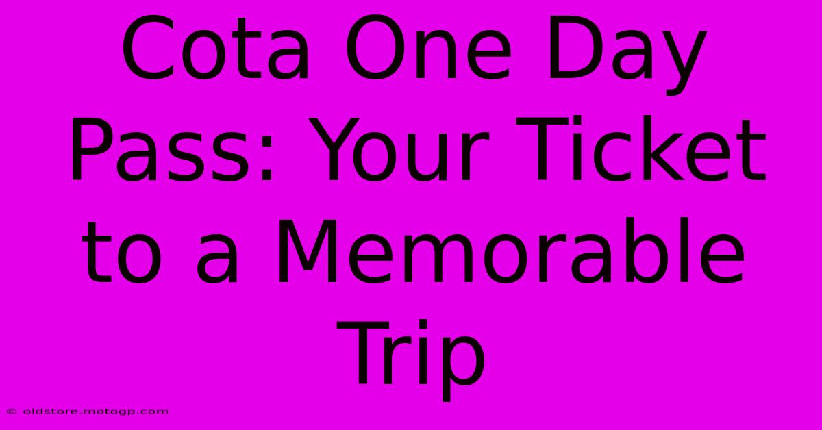 Cota One Day Pass: Your Ticket To A Memorable Trip