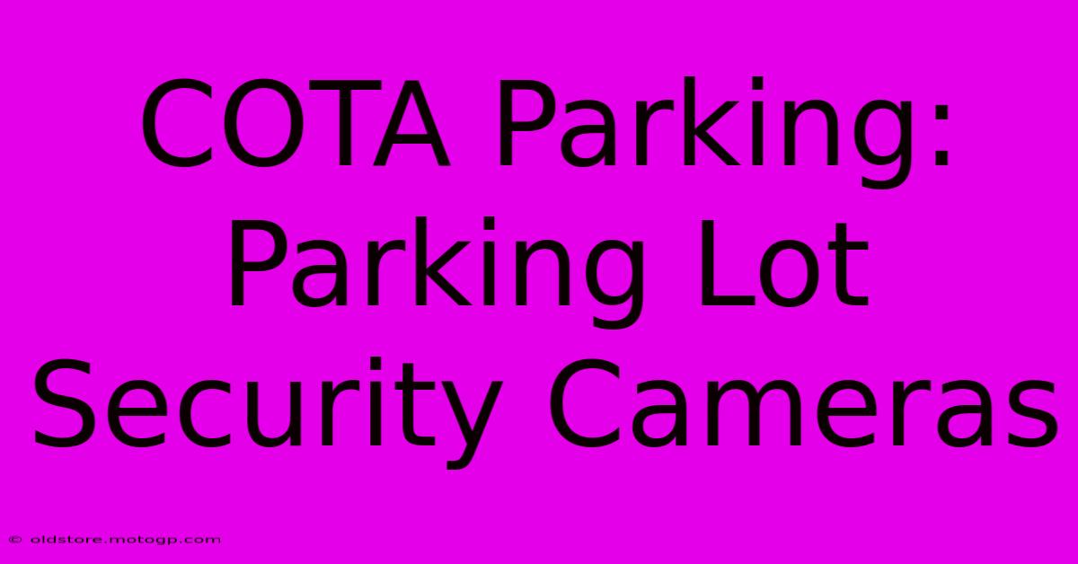 COTA Parking: Parking Lot Security Cameras