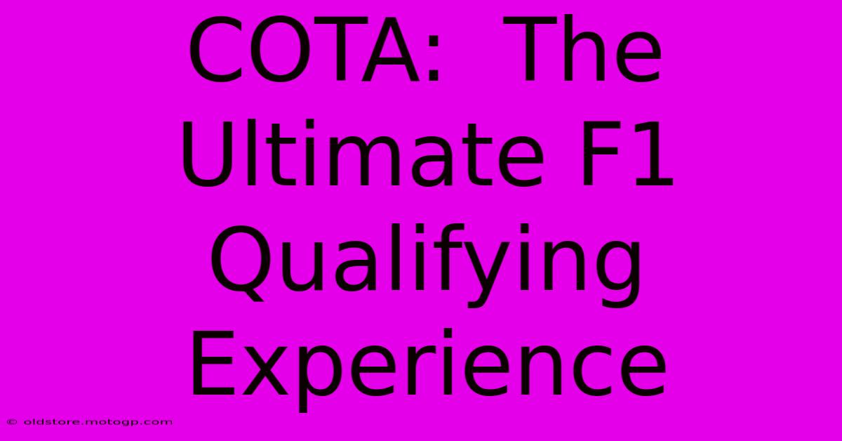 COTA:  The Ultimate F1 Qualifying Experience