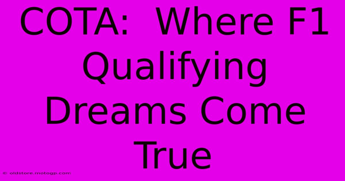 COTA:  Where F1 Qualifying Dreams Come True