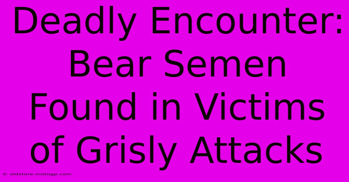 Deadly Encounter: Bear Semen Found In Victims Of Grisly Attacks