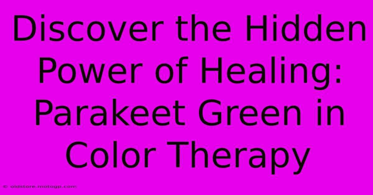 Discover The Hidden Power Of Healing: Parakeet Green In Color Therapy