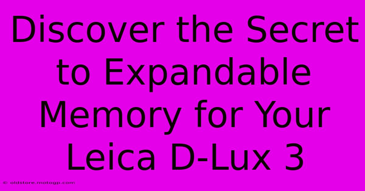 Discover The Secret To Expandable Memory For Your Leica D-Lux 3