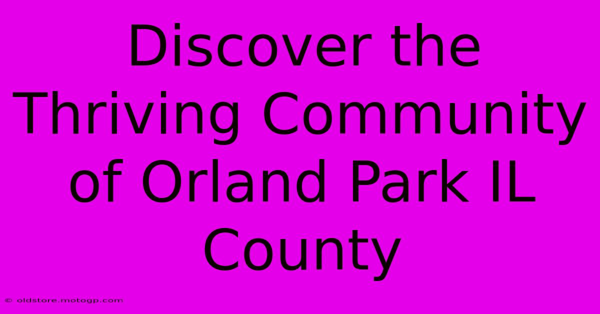 Discover The Thriving Community Of Orland Park IL County