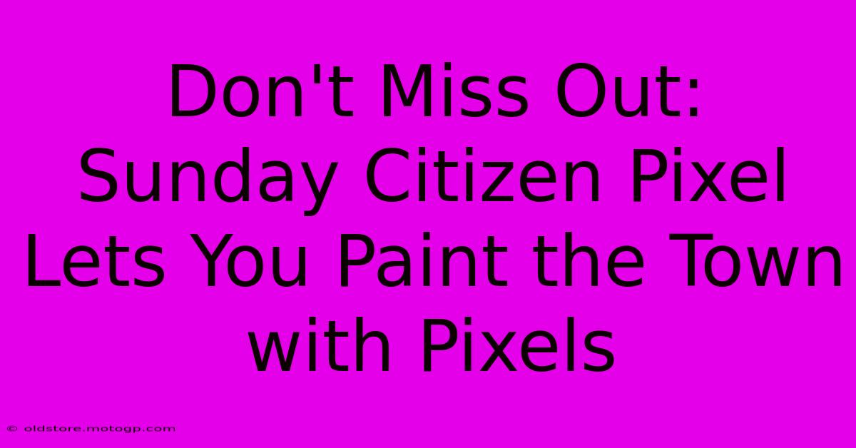 Don't Miss Out: Sunday Citizen Pixel Lets You Paint The Town With Pixels