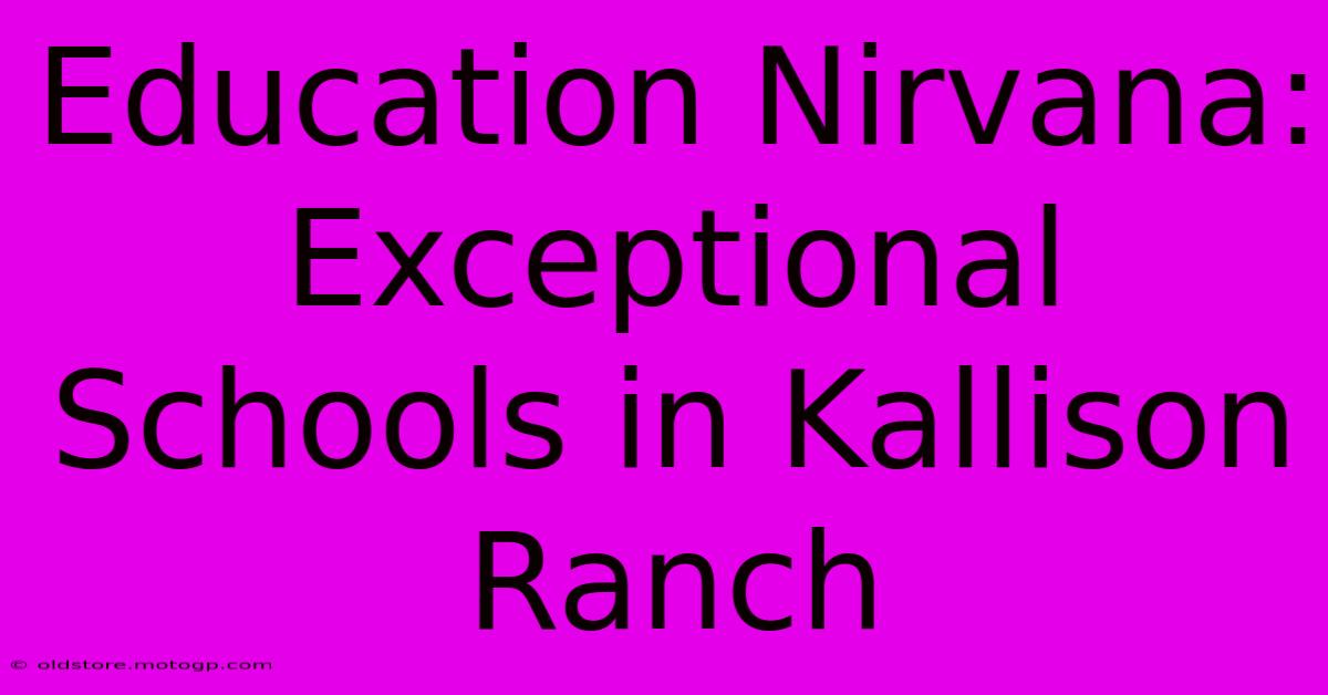 Education Nirvana: Exceptional Schools In Kallison Ranch