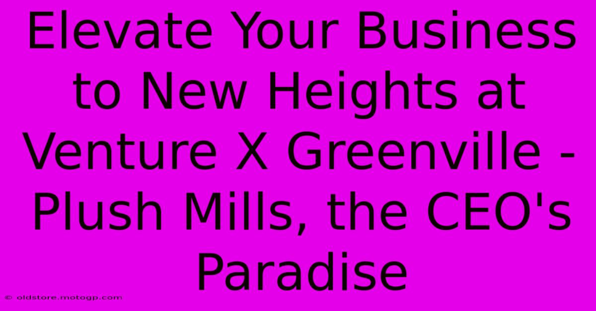 Elevate Your Business To New Heights At Venture X Greenville - Plush Mills, The CEO's Paradise