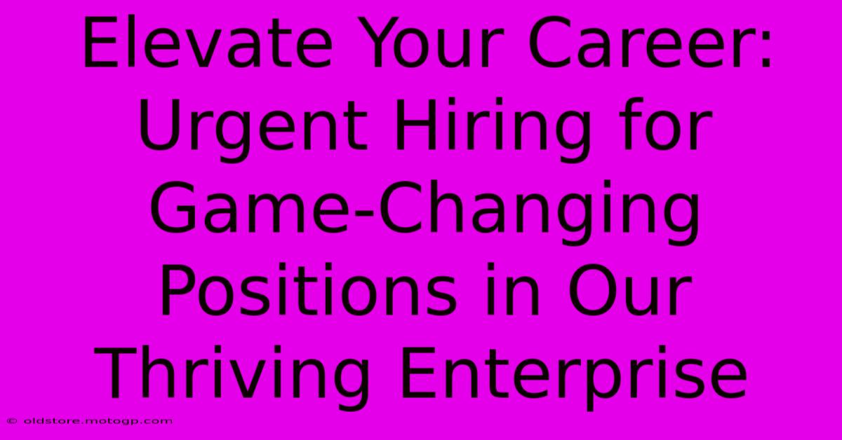 Elevate Your Career: Urgent Hiring For Game-Changing Positions In Our Thriving Enterprise