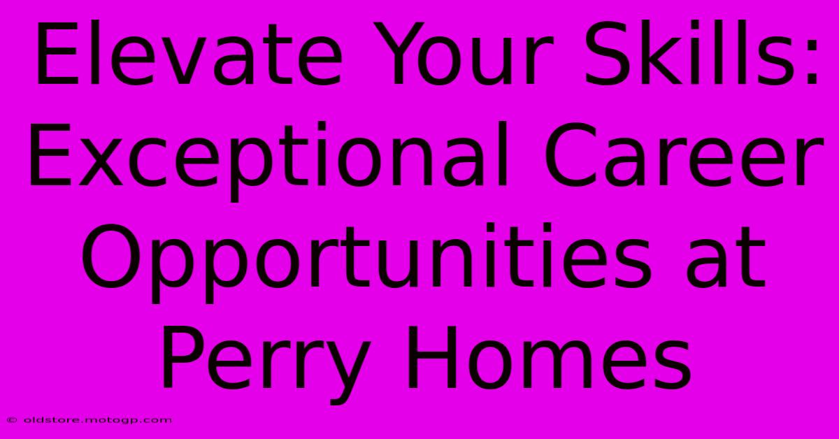 Elevate Your Skills: Exceptional Career Opportunities At Perry Homes