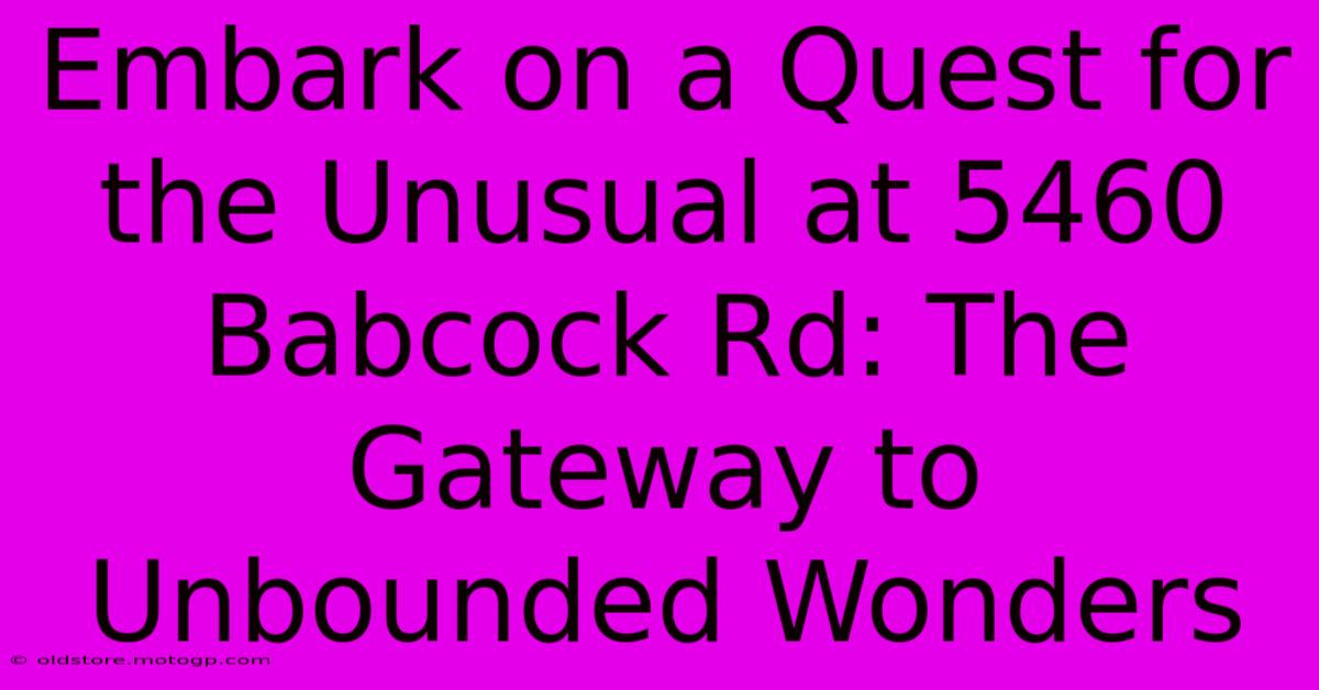 Embark On A Quest For The Unusual At 5460 Babcock Rd: The Gateway To Unbounded Wonders