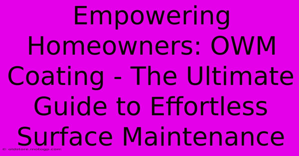 Empowering Homeowners: OWM Coating - The Ultimate Guide To Effortless Surface Maintenance