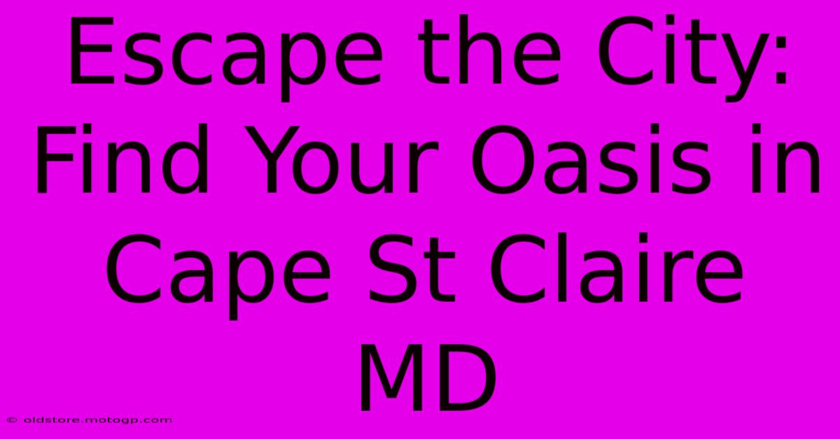 Escape The City: Find Your Oasis In Cape St Claire MD