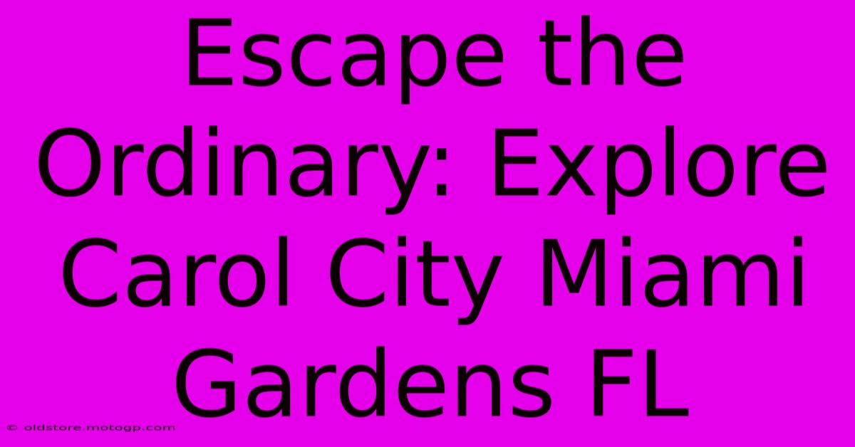 Escape The Ordinary: Explore Carol City Miami Gardens FL