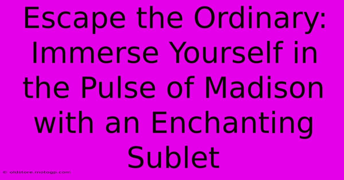 Escape The Ordinary: Immerse Yourself In The Pulse Of Madison With An Enchanting Sublet