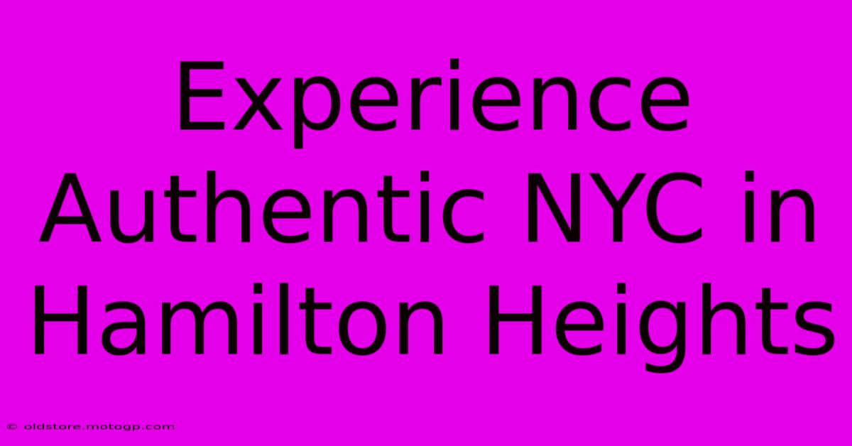 Experience Authentic NYC In Hamilton Heights