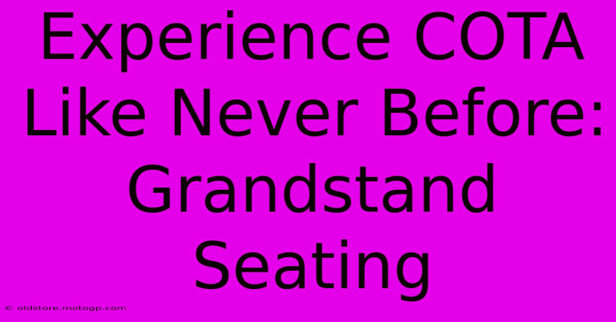 Experience COTA Like Never Before: Grandstand Seating