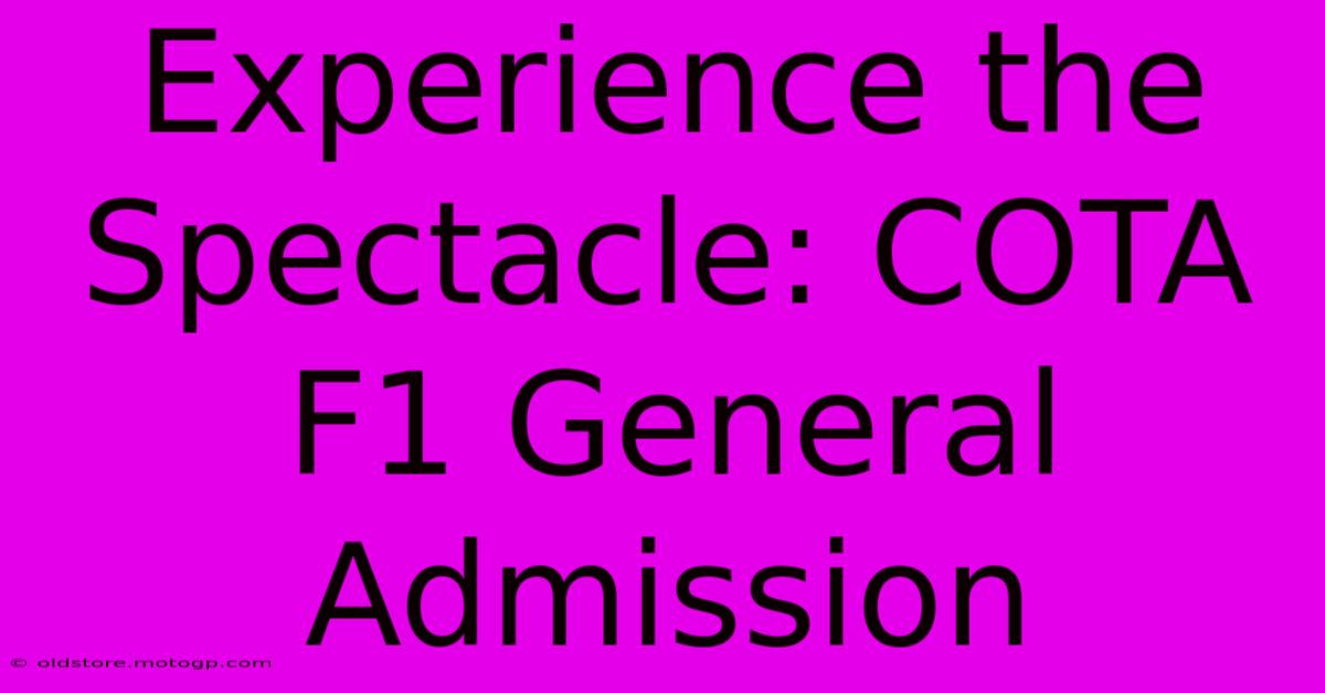 Experience The Spectacle: COTA F1 General Admission