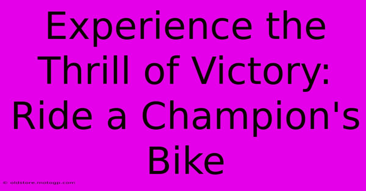 Experience The Thrill Of Victory: Ride A Champion's Bike