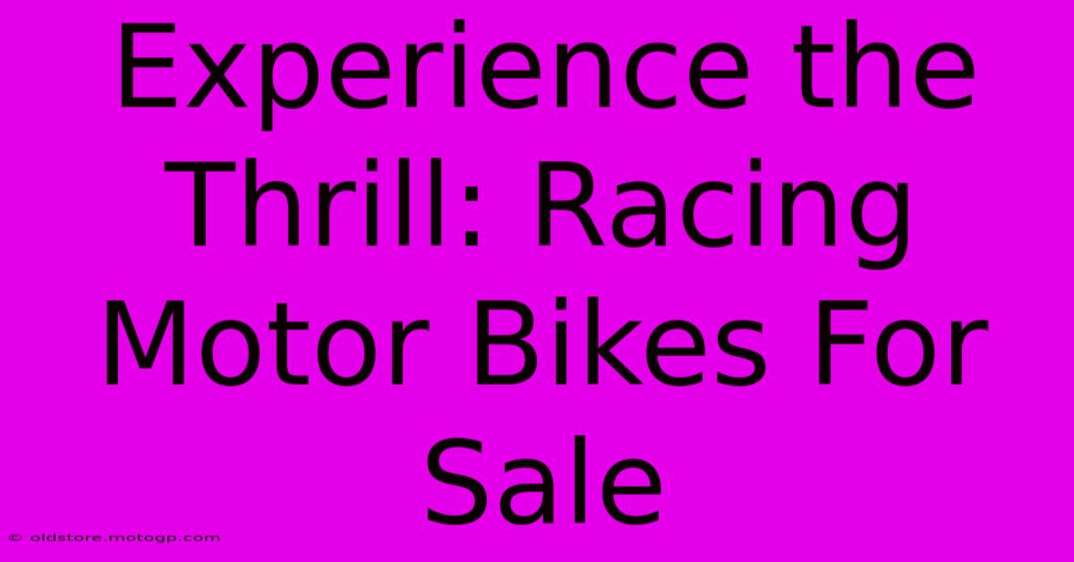 Experience The Thrill: Racing Motor Bikes For Sale