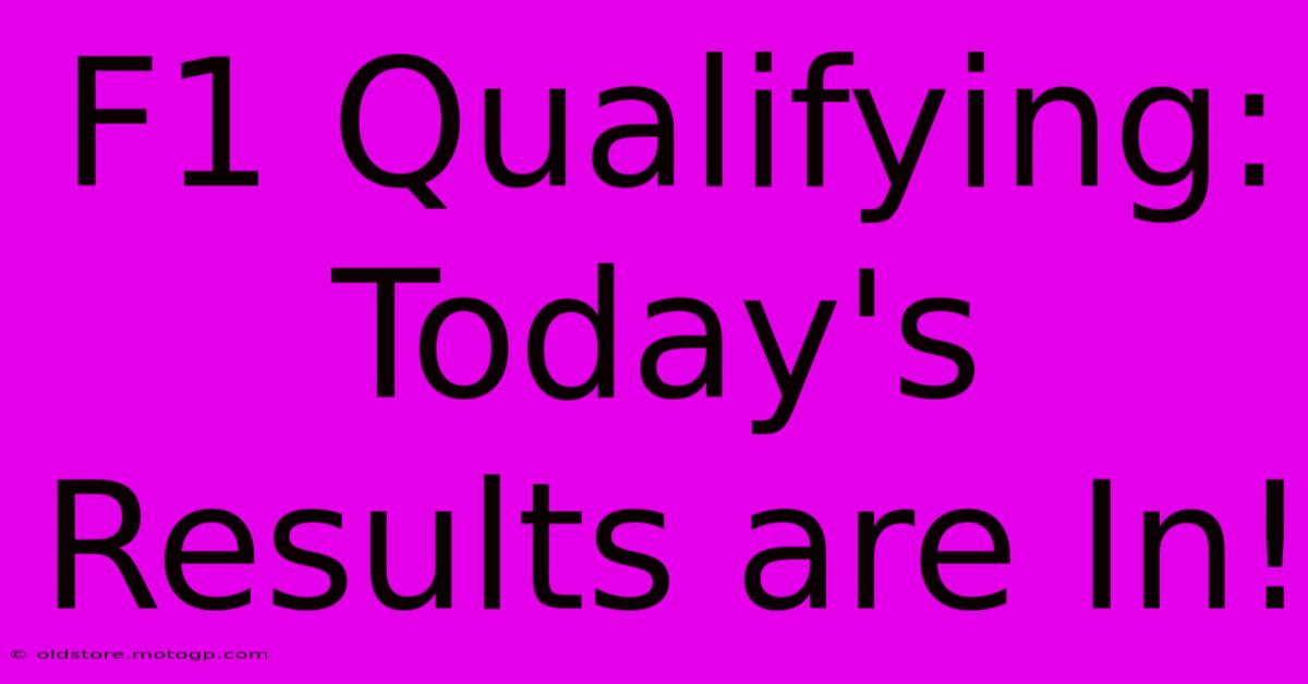 F1 Qualifying: Today's Results Are In!