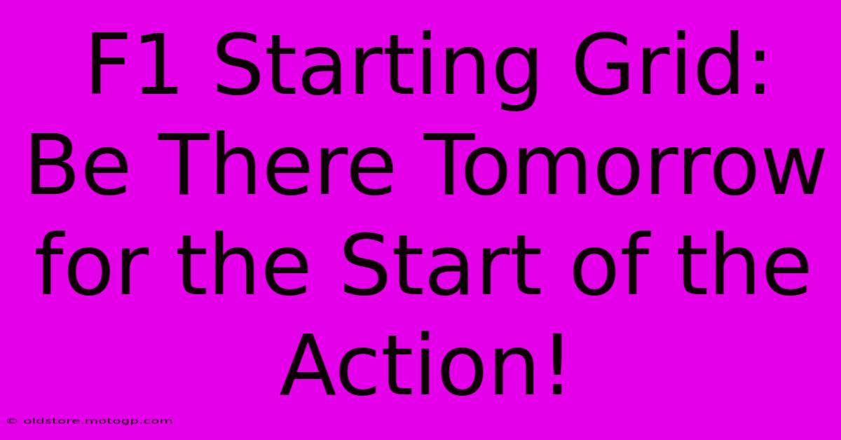 F1 Starting Grid:  Be There Tomorrow For The Start Of The Action!