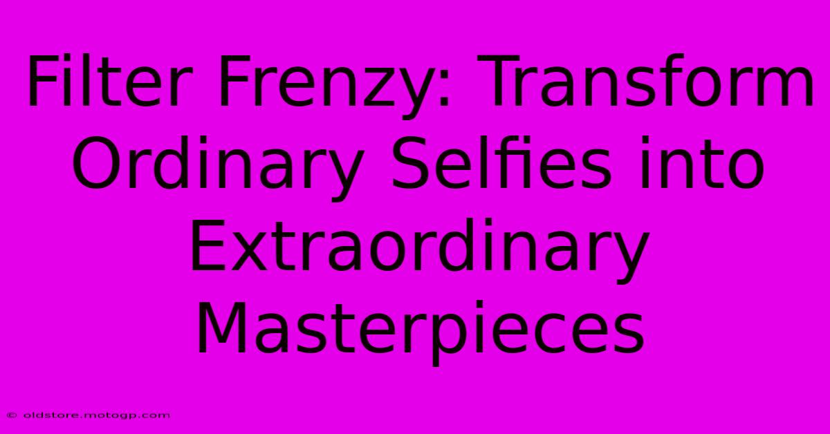 Filter Frenzy: Transform Ordinary Selfies Into Extraordinary Masterpieces