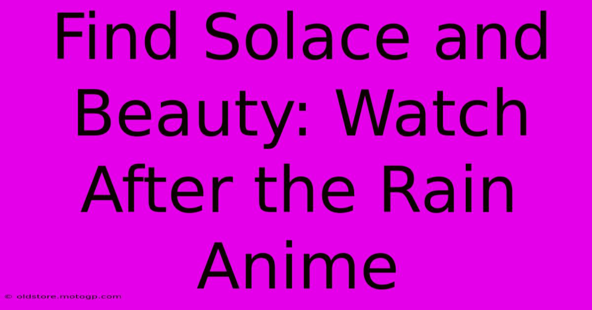 Find Solace And Beauty: Watch After The Rain Anime