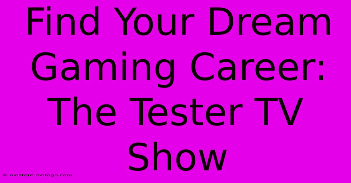 Find Your Dream Gaming Career: The Tester TV Show