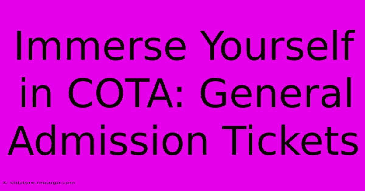 Immerse Yourself In COTA: General Admission Tickets