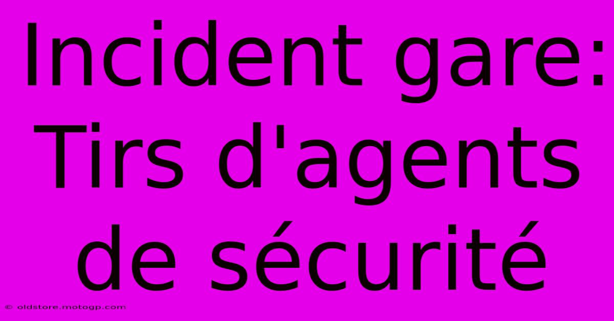 Incident Gare: Tirs D'agents De Sécurité