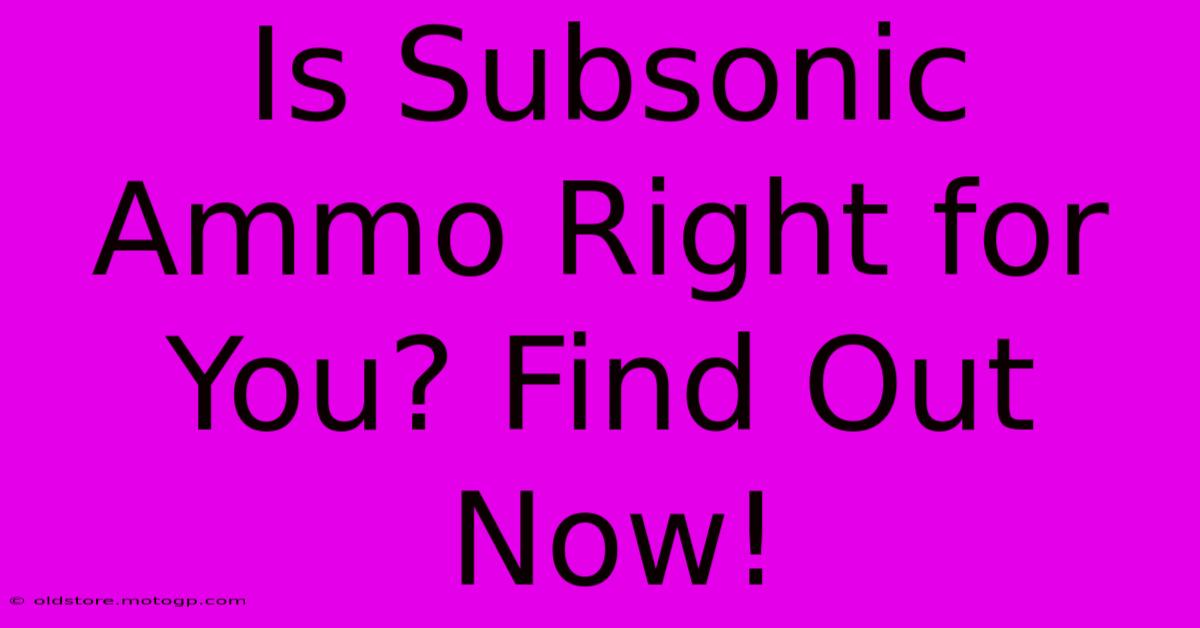 Is Subsonic Ammo Right For You? Find Out Now!