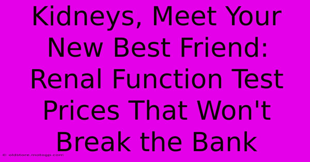 Kidneys, Meet Your New Best Friend: Renal Function Test Prices That Won't Break The Bank