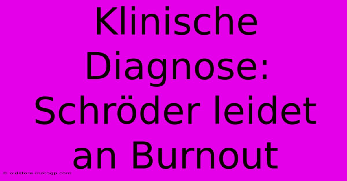 Klinische Diagnose: Schröder Leidet An Burnout